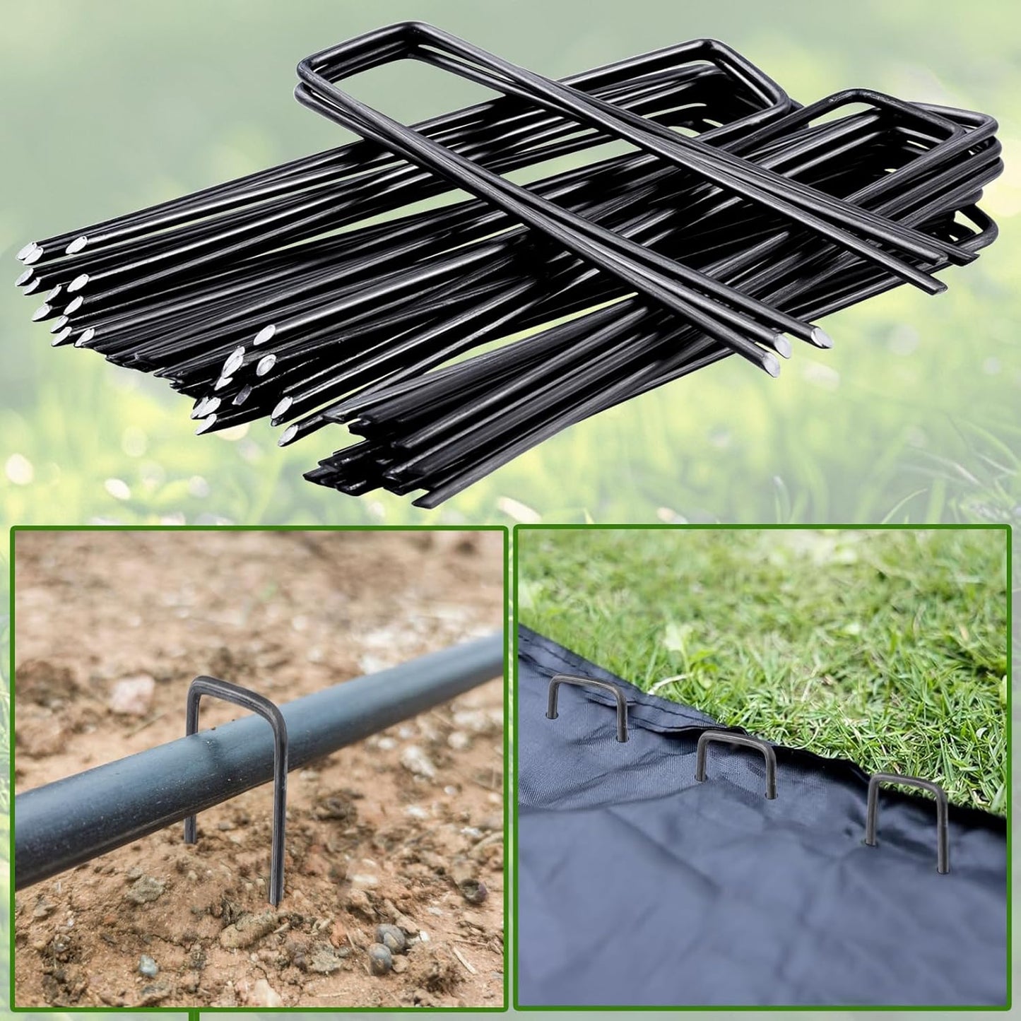150 Pack Landscape Staples,6 Inch 11 Gauge Steel Garden Stakes,U Shaped Garden Staples,Heavy Duty Yard Stakes,Ground Stake for Securing Yard Lawn,Weed Barrier Fabric,Ground Cover