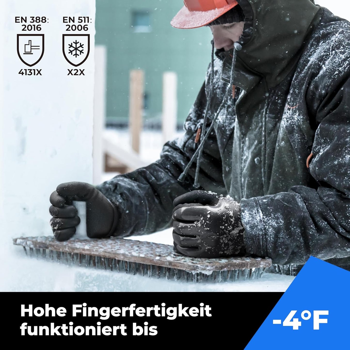 Waterproof Gloves for Men and Women, Freezer Gloves with Grip, Double Nitrile Dipped for Extreme Oil Repellent, for Construction, Mechanics, Mining, Plumbing, Black, Small