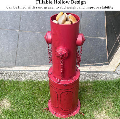 Dog Fire Hydrant Pee Post, 22.4" H Fake Fire Hydrant for Dogs to Pee on, Red Metal Dog Pee Post for Training Tool, Puppy Pee Pole for Dogs Indoor Outdoor Garden Yard Statue