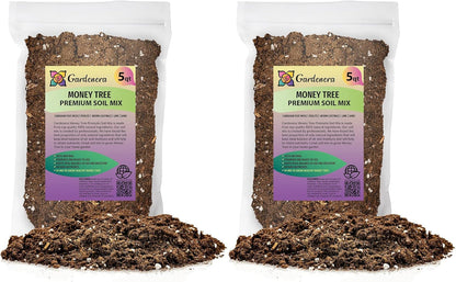 GARDENERA Money Tree Potting Soil - 10 Quart - Soil Mix for Planting or Repotting Guiana Chestnut, Blended Mix to Properly Grow Money Tree Plants (2 Bags of 5 Quart)
