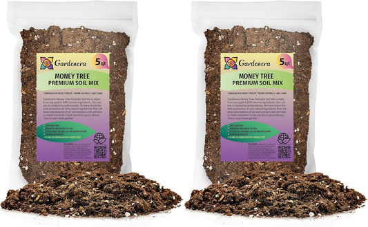 GARDENERA Money Tree Potting Soil - 10 Quart - Soil Mix for Planting or Repotting Guiana Chestnut, Blended Mix to Properly Grow Money Tree Plants (2 Bags of 5 Quart)