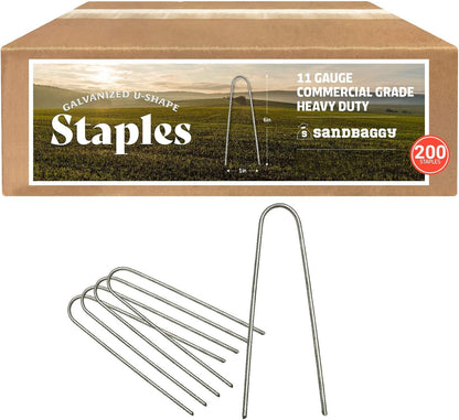Sandbaggy Galvanized 6 Inch Landscape Staples | Industrial Grade Garden Stakes | Designed for Drip Irrigation Tubing & PVC Piping Up to 1" | Trusted by Farmers & Contractors Across USA (200 Staples)