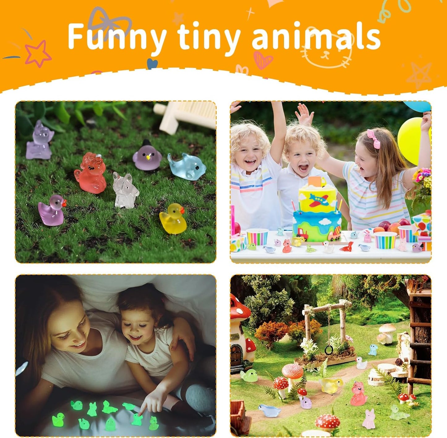 100 Pcs Tiny Resin Animals to Hide, Mini Luminous Resin Animals Bulk for Miniature Fairy Garden Accessories Micro Landscape Aquarium Cake Potted Plants Dollhouse Moss Patio Home Decor Crafts