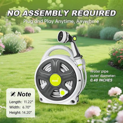 Retractable Garden Hose Reel, 65FT Heavy Duty Hose With 10 Spray Patterns - Leakproof, Durable & Compact Design for Garden Watering, Car Washing, Pet