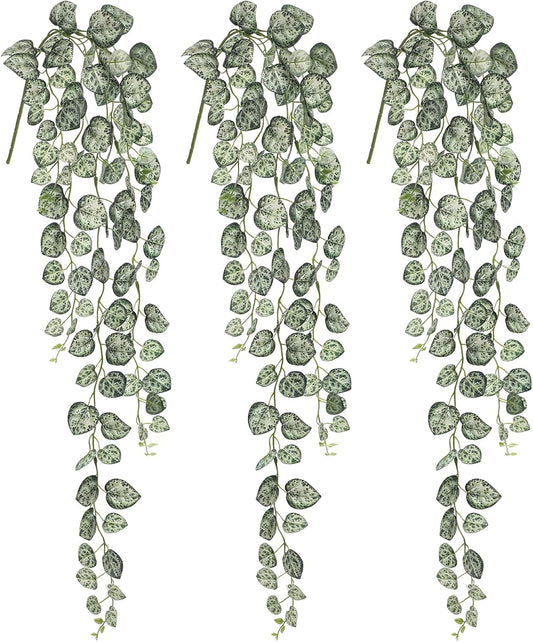 Briful 3 Pack Fake Hanging Plant 39.3" Faux Hanging String of Hearts Plant Faux Trailing Vine with