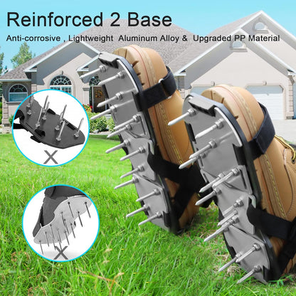 Lawn Aerator Shoes for Grass - Pre-Assembled Grass Aerator Shoes for Lawn - Soil Yard Aerator Tool for Aerating Patio Garden, Black