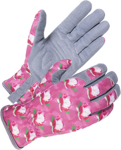 SKYDEER Premium Genuine Deerskin Suede Women's Gardening Gloves, Ultra-Soft Padded, Comfort Fit for Work (SD6612/M)