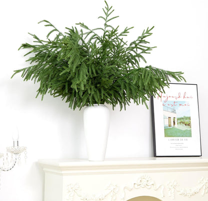 5 Pcs 36 Inch Artificial Norfolk Pine Stems Faux Christmas Greenery Evergreen Realistic Pine Branches Fake Cedar Pine Picks Winter Greens for Vases DIY Garland Wreath Home Holiday Decor