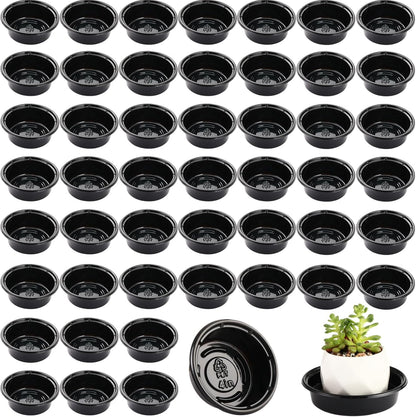 Plant Saucer 50 Pack Plant Trays for Pots 4 Inch Plastic Plant Saucers for Outdoors and Indoors Drip Trays for Potted Plants Flower Pot Plates to Catch Water Plant Drainage Dishes No Holes, Black