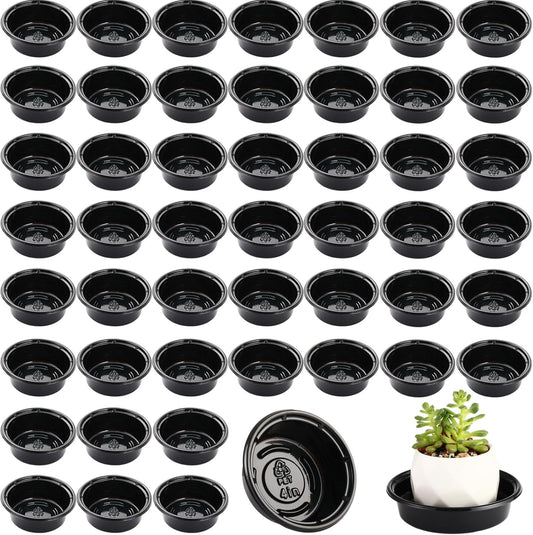 Plant Saucer 50 Pack Plant Trays for Pots 4 Inch Plastic Plant Saucers for Outdoors and Indoors Drip Trays for Potted Plants Flower Pot Plates to Catch Water Plant Drainage Dishes No Holes, Black