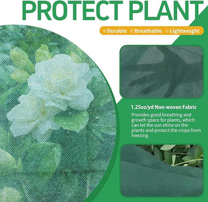 Plant Covers Freeze Protection, 10x50ft Green Frost Blanket for Winter, 1.23 oz/yd² Fabric, Premium Frost Protection Cover, Breathable Garden Row Covers for Outdoor Plants