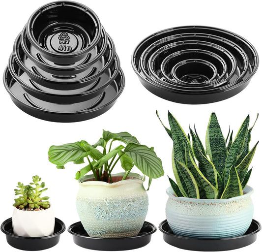 Plant Saucer 30 Pack Plant Trays for Pots 4/6/8/10/12 Inch Plastic Plant Saucers for Outdoors & Indoors Black Drip Trays for Potted Plants Flower Pot Plates to Catch Water Drainage Dishes No Holes