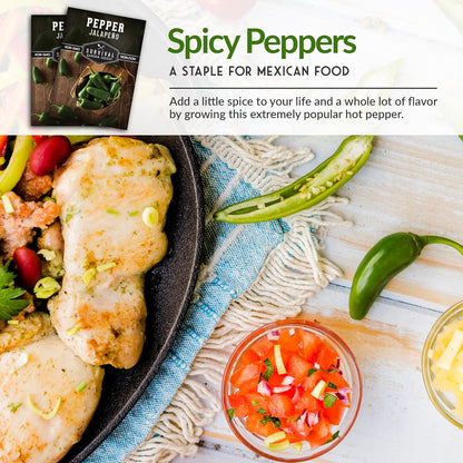 Jalapeño Pepper Seeds for Planting | Hot Heirloom Non-GMO Peppers for Pickling & Salsas – Survival Garden Seeds (2 Packs)