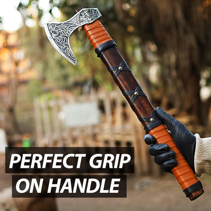 SHINY CRAFTS-Axes Viking Axe Hatchet Norse Axe Best Tomahawk Viking Bearded Axe- Beautiful Camping Axe Best Gift for Him with Leather Sheath (VBA 15A)