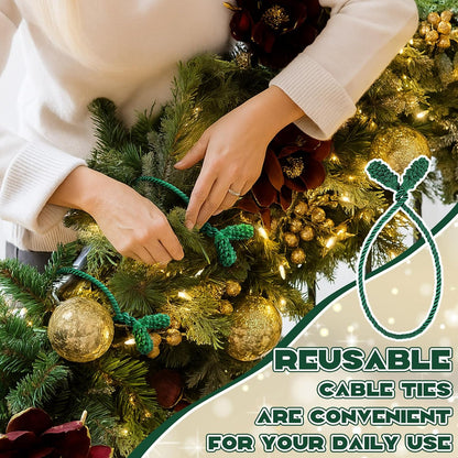Shappy 36 Pieces Christmas Garland Banister Ties Christmas Decorative Reusable and Flexible Twist Ties for Garland, Banister Home Decoration (Green)