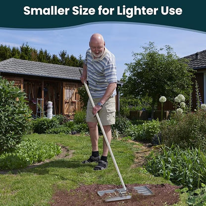 Lawn Leveling Rake 17 inch, Lawn Leveler Garden Tool with Stainless Steel Handle Rakes for Lawns Heavy Duty Landscape Rake for Backyard, Garden, Golf Course, Farm, Pasture