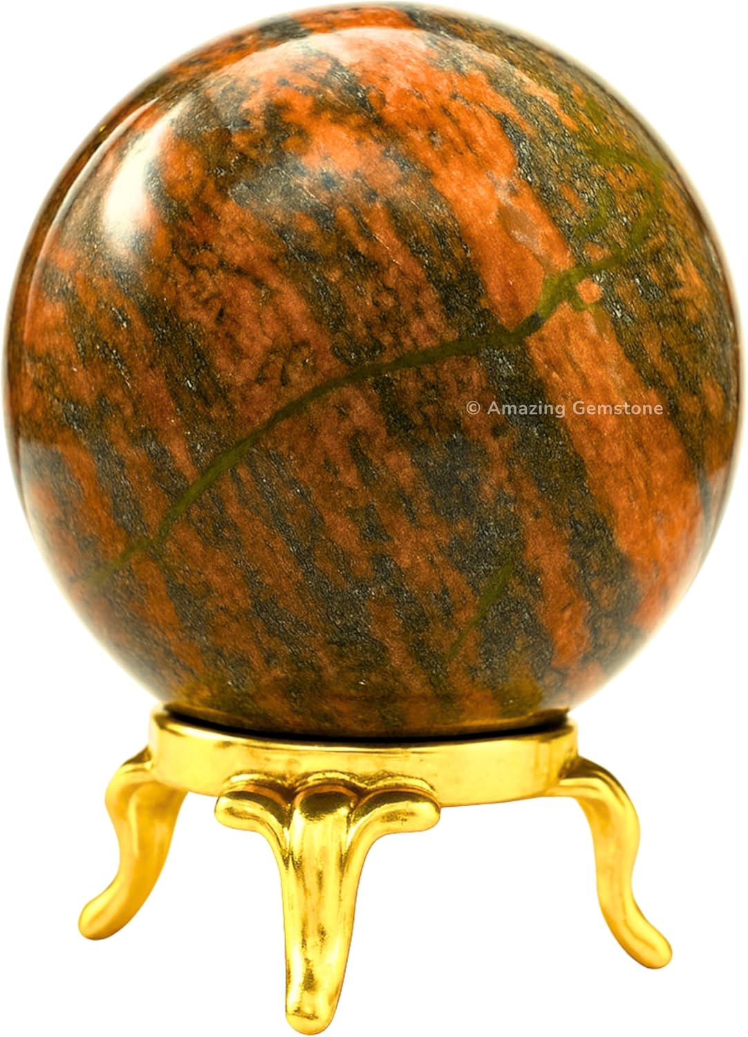 Amazing Gemstone Unakite Crystal Ball with Stand - 2 Inches Crystal Sphere Meditation Balls for Witchcraft and Decorative Balls