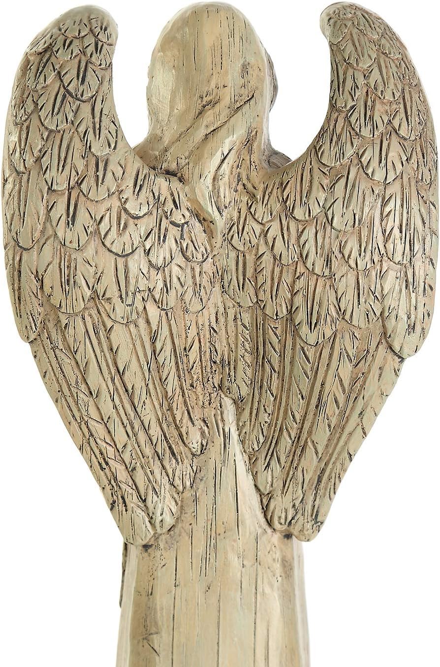 DUSVALLY Angel Statue, Garden Angel Figurines, Outdoor Sculptures and Statues, Praying Angel Resin, Statuary Garden Yard Décor Angel Collectible Sculptures, 10" H, Bird