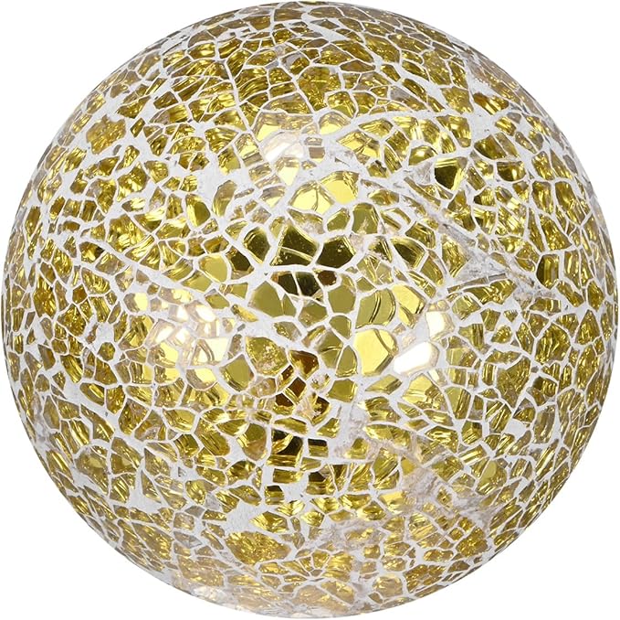 Decorative Ball for Bowls, 4 Inch Mosaic Glass Balls Decorative Glass Orbs for Home Decor/Dining Tables/Wedding Party/Coffee Table/Centerpiece Decor [Gold]