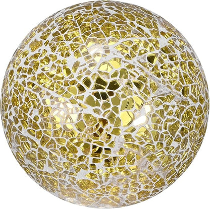 Decorative Ball for Bowls, 4 Inch Mosaic Glass Balls Decorative Glass Orbs for Home Decor/Dining Tables/Wedding Party/Coffee Table/Centerpiece Decor [Gold]