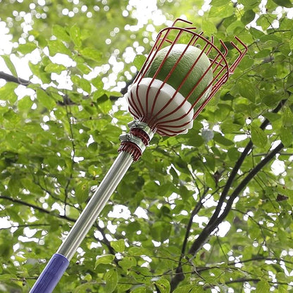 FLY HAWK Fruit Picker Tool,10 FT Long Fruit Picker Equipped with Optional Splicing of Lightweight Stainless Steel to Pick Apples, Oranges and Fruit Trees