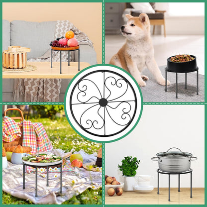 3 Pack Metal Plant Stands for Outdoor Indoor, Anti Rust Round Iron Plant Pot Shelf, Heavy Duty Flower Pot Stands for Multiple Plant, Rustproof Plant Holder, Decoration Racks for Home Garden