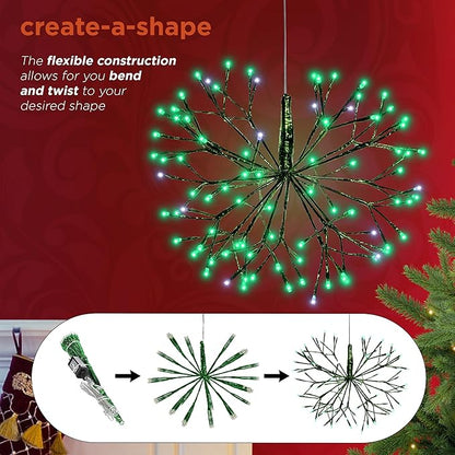 Alpine Corporation 16"H Indoor Holiday 3D Snowflake Hanging Ornament with LED Lights, Green , Christmas Decoration