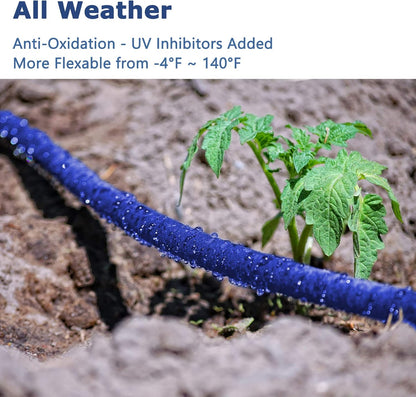 Garden Flat Soaker Hose 1/2 in x 25ft,More Water Leakage, Heavy Duty Metal Hose Connector Ends, Perfect Delivery of Water,Garden Flower Bed and Vegetable Patch,Landscaping, Savings 80% Water