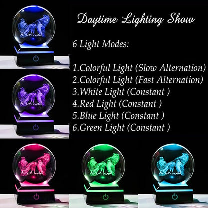 Qianwei OWL Eagle Gifts for Women 3D Crystal Ball 3.14'' - Laser OWL Eagle Decor Glass Animals OWL Eagle Gifts Figurines Statue Stuff for Room Decorations OWL Eagle Night Light