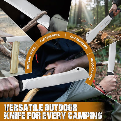 Dream Reach Heavy Duty Machete - Portable Full Tang Outdoor Survival Knife with Sheath Strap for Camping Hiking Gift for Men 9.6 Inches