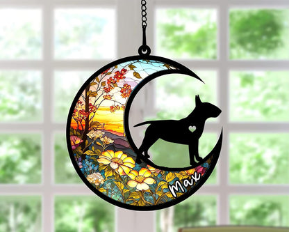 Personalized Dog Memorial, Custom Name Bull Terrier Dog Christmas Ornament with Name, Custom Breeds, Pet Loss Light Catcher, Gifts for Lovers Loss of Pet Sympathy on Mothers Day Christmas