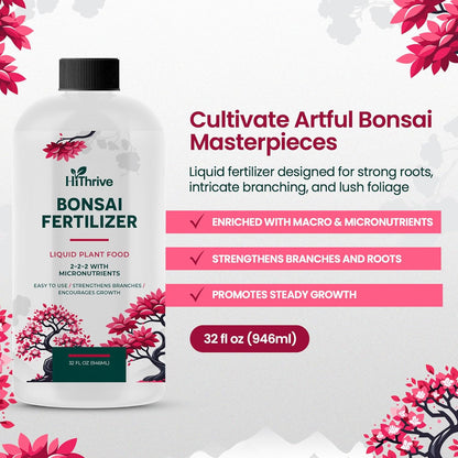32oz Bonsai Tree Live Liquid Plant Food - Makes 64 Gallons of Bonsai Fertilizer Liquid, Premium Macronutrient Formula Enriched with Micronutrients for Healthy Roots, Branching & Foliage