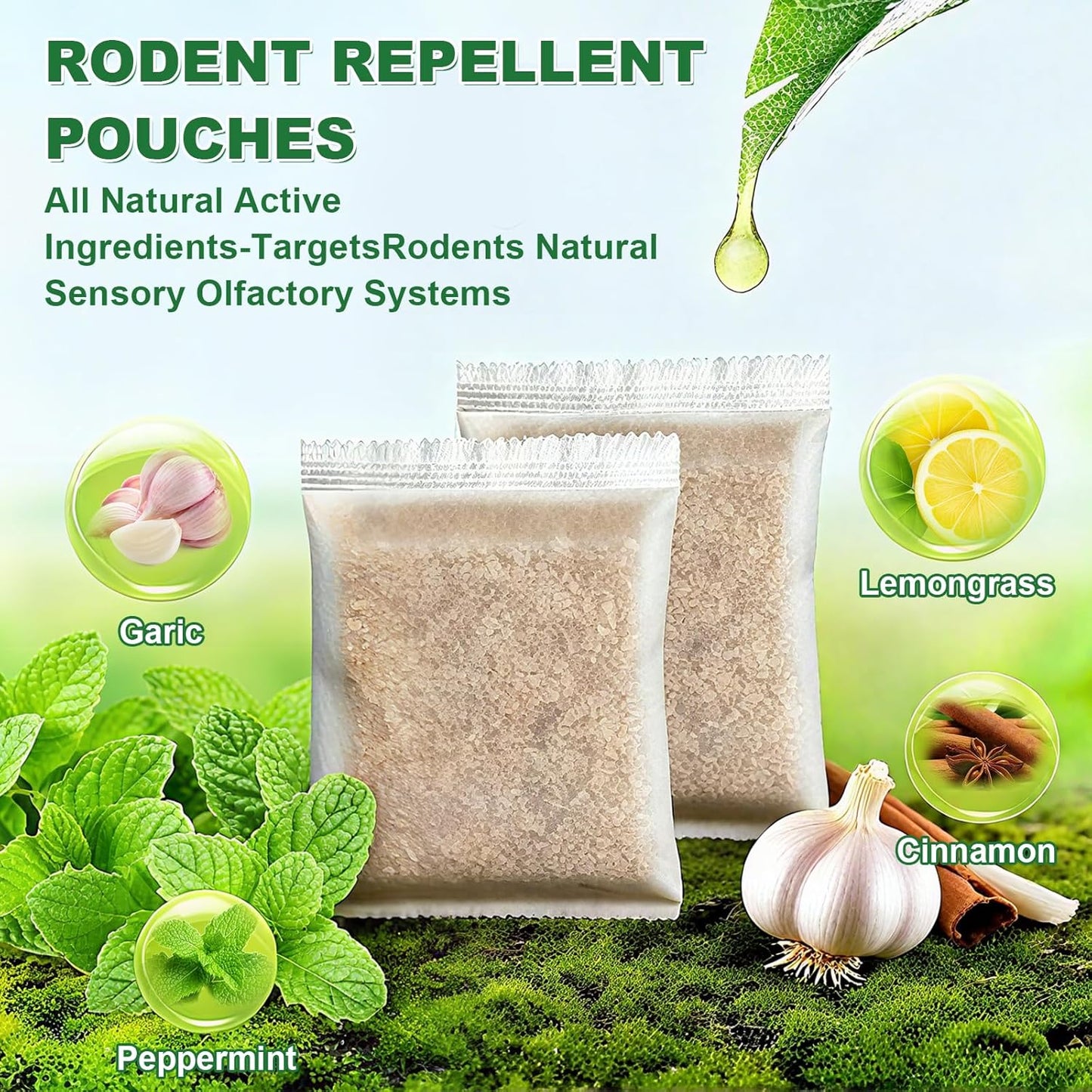 15 Pack Mouse Repellent Pouches, Natural Peppermint Oil Rodent Repellent Pouches for Mice, Squirrel, Rats, Roaches, Ant, Spiders and Other Pests, Indoor & Outdoor Use