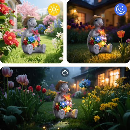 Solar Garden Outdoor Statues Turtle with 8 LED Lights, Yard Decor Tortoise for Patio, Balcony, Porch Ornament, Birthday Gifts for Mom, Housewarming Gifts for Women
