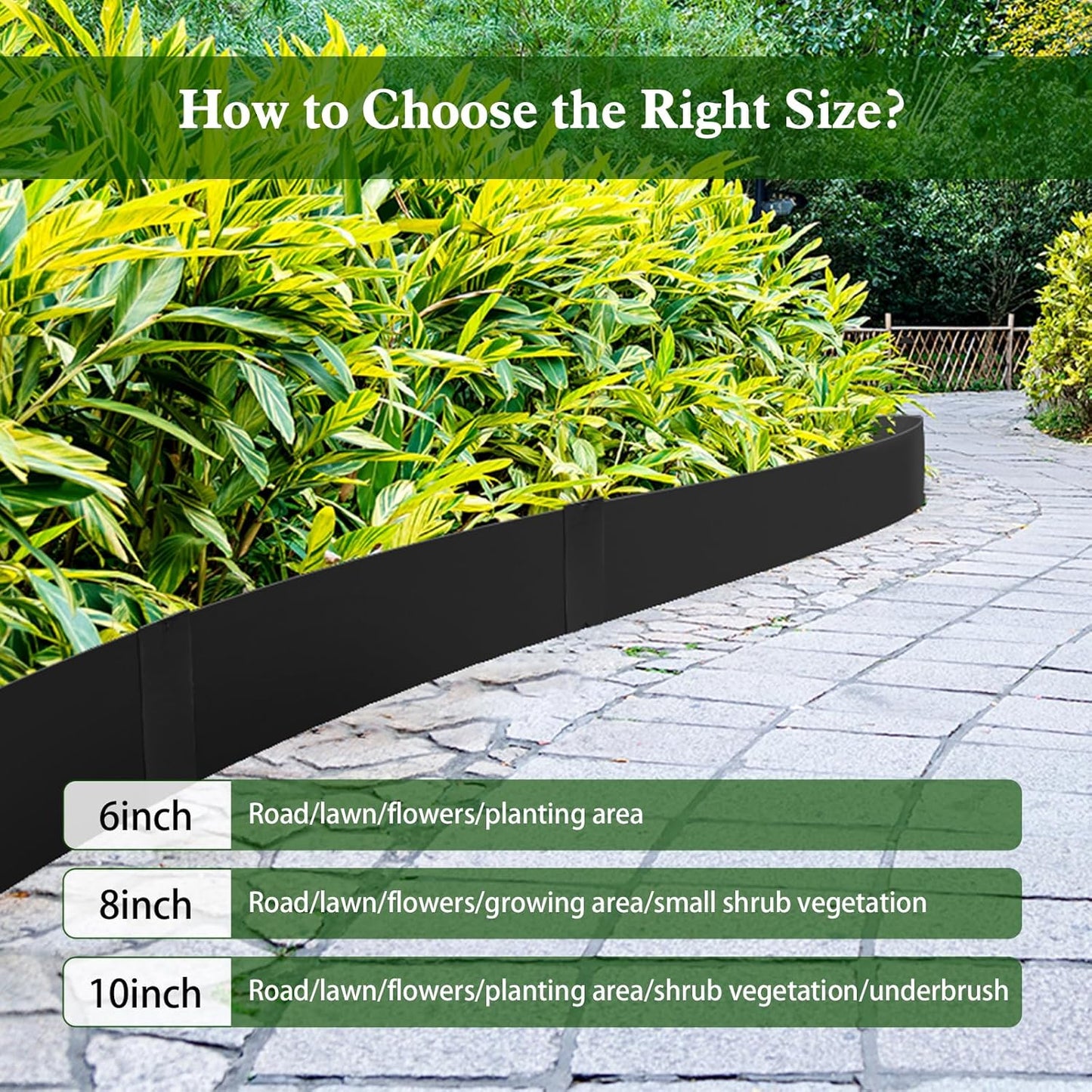 Metal Landscape Edging 6 Pack 40" L x 8" H (20 FT Total),Galvanized Metal Garden Edging, Hammer-in,Flexible,and Easy-to-Install for Lawns,Garden and Yards,Black