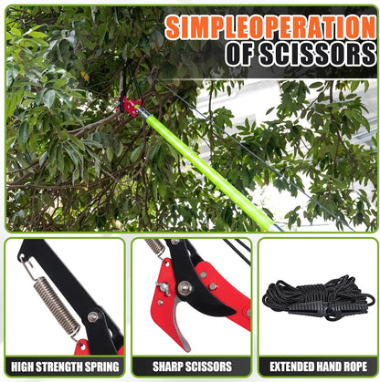 Tree Pruner Pole Saw for Trimming, 7.3-27ft Manual Extendable Tree Trimmer, Ideal for Palms and Shrubs