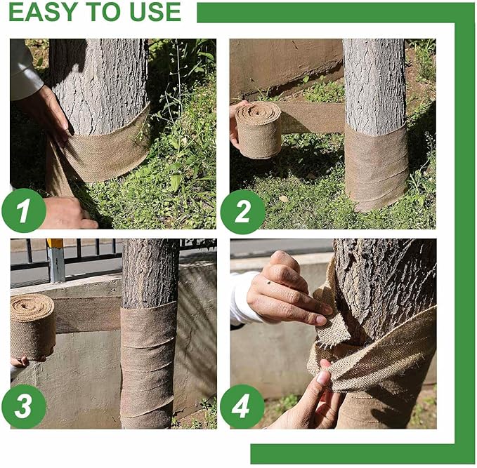 Agfabric Natural Burlap Fabric Roll,48 inch X 50 Feet Tree Wraps for Winter,Burlap Plant Covers for Trees and Shrubs Winter Protection,Garden Fabric