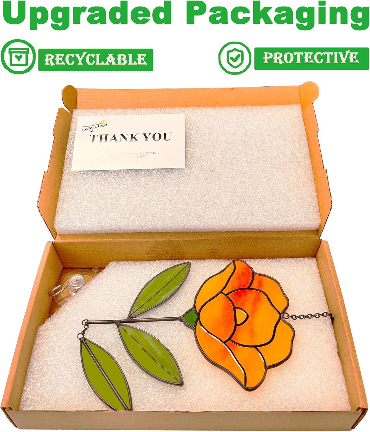 Flower Suncatchers, Stained Glass Window Hangings, Garden Suncatchers for Window and Wall Decor (B-Yellow)