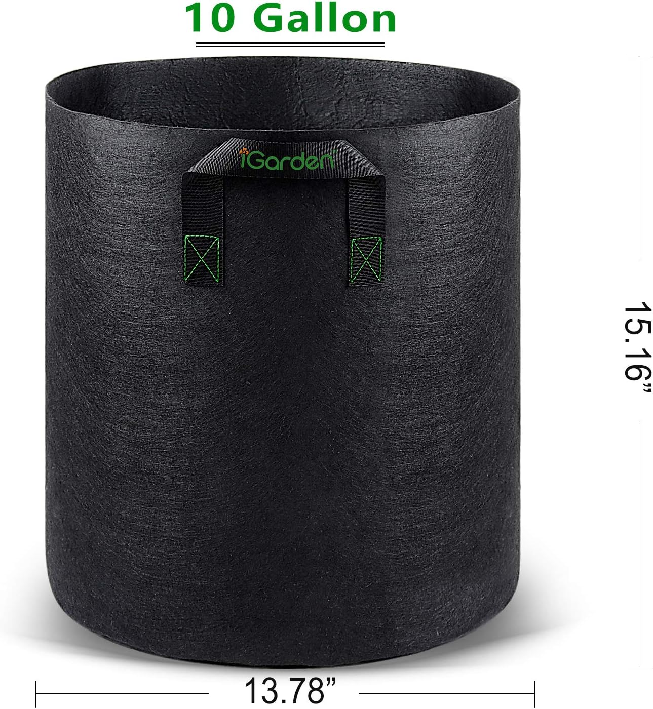 Grow Bags Tall, 10 Gallon Grow Pots 6 Pack with Handles, Heavy Duty 320G Thickened Nonwoven Fabric Plant Bag for Vegetables, Black