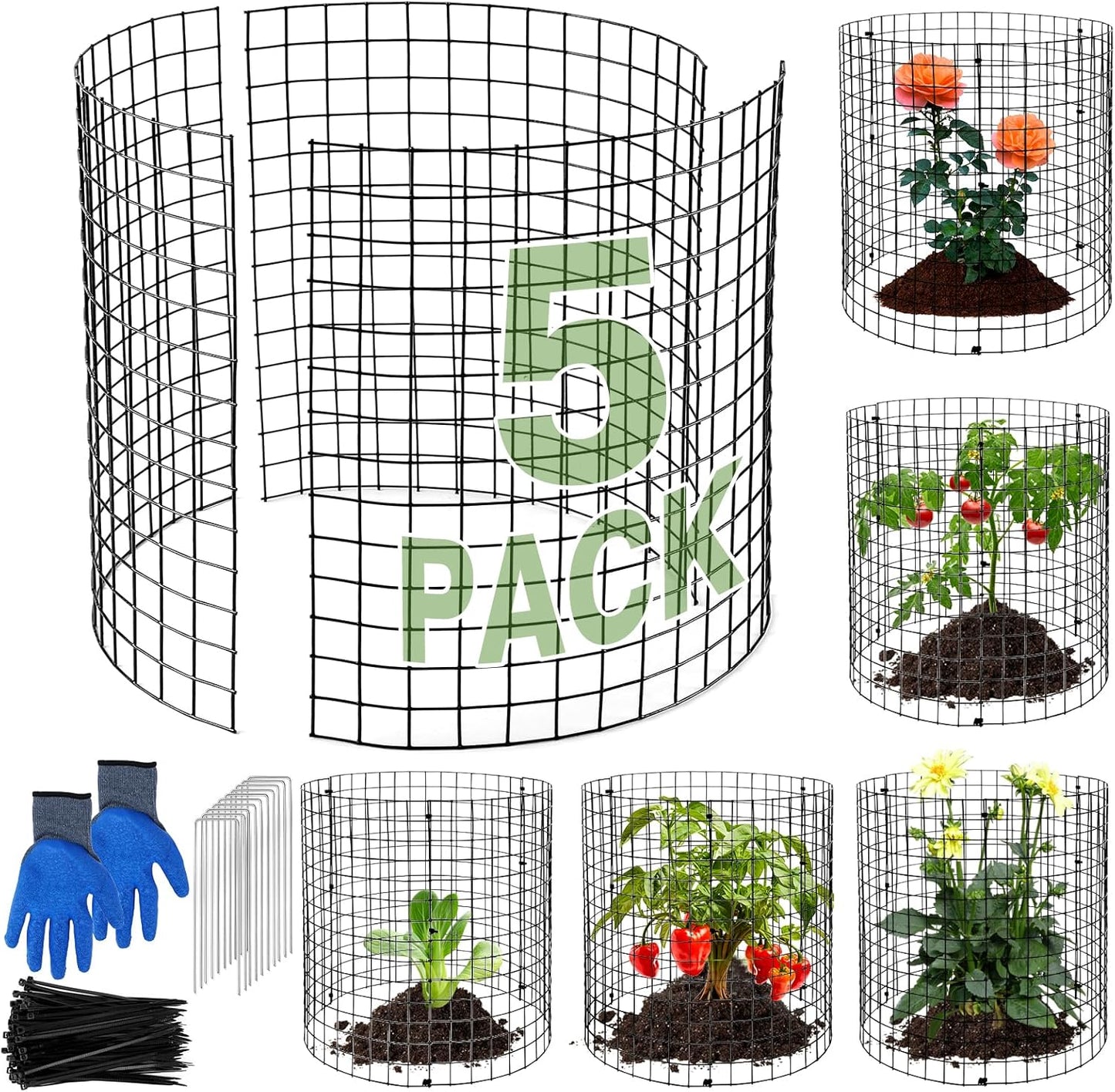 MWELLEWM 15Pcs Plant Protectors from Animals Metal Plant Cages for Outdoor Plants Plant Cage & Supports Keep Animal Out Garden Wire Mesh Protection from Rabbit Chicken Squirrel Tree Flower