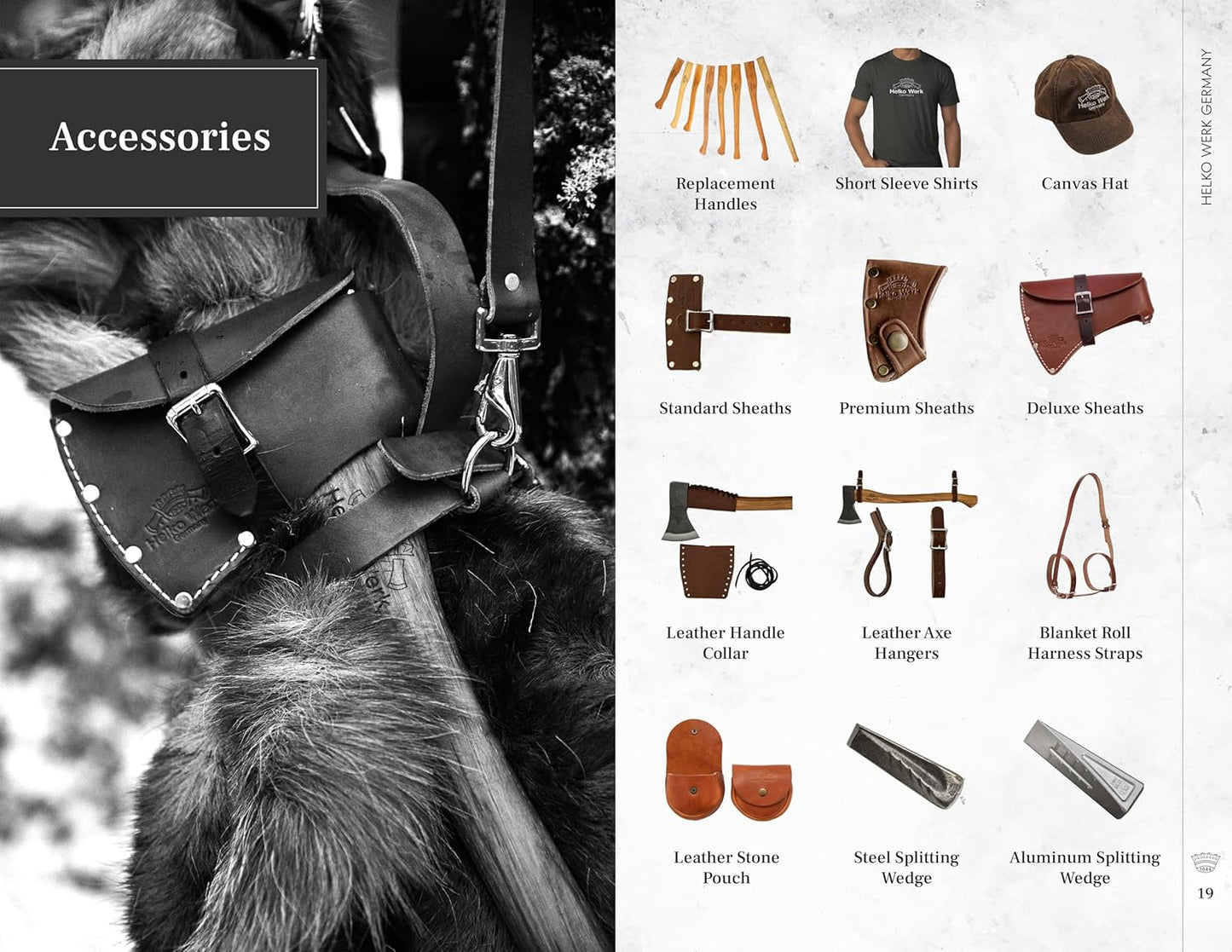 1844 Helko Werk Germany Axe Collection - 8 Classic Axes Set - Odyssey, Nordic, Tasmania, Expedition, Forester, Scout, Journeyman, Pathfinder Hatchet