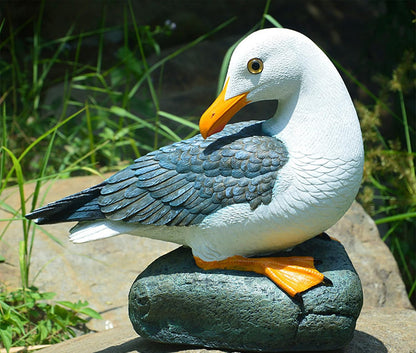 Real Seagull Outdoor Sculpture,Garden Funny Bird Statue,Beach Statue,Resin Animal Seabird Ornaments,Coastal Beach Decor for Outdoor Table Decor for Garden,Terrace,Lawn,Yard