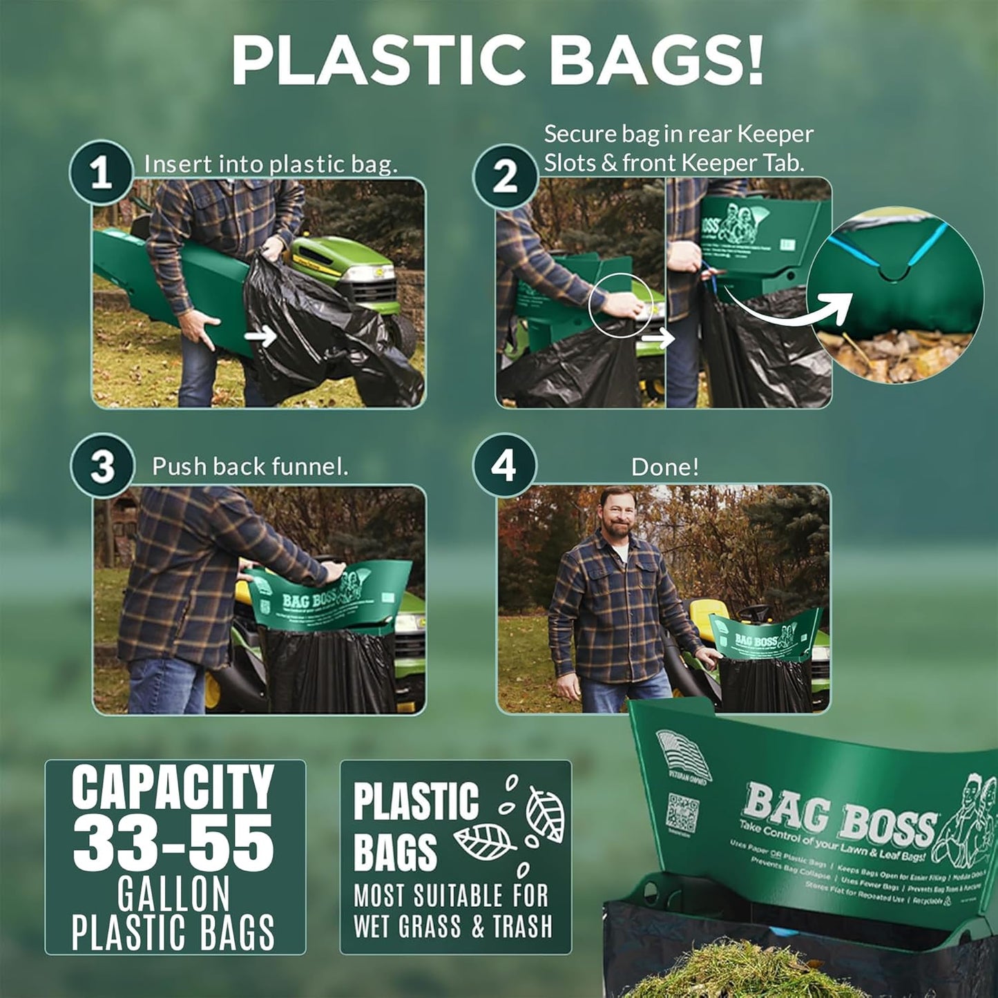 Lawn & Leaf Bag Holder Stand | Fits 33-55 Gallon Paper or Plastic Yard Waste Bags | Durable, Foldable Trash Bag Holder Stand
