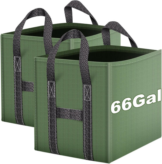 2-Pack 66 Gallons Reusable Yard Waste Bags, Upgrade Heavy Duty Foldable Garden Leaf Bag Lawn Bags