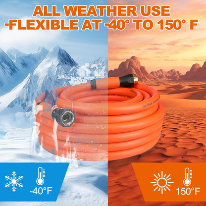 YOTOO Heavy Duty Hybrid Garden Lead in Water Hose 5/8-Inch by 10-Feet 150 PSI, Kink Resistant, All-Weather Flexible with Swivel Grip Handle and 3/4" GHT Solid Brass Fittings, Orange