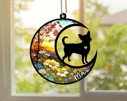 Personalized Dog Memorial, Custom Name Chihuahua Dog Christmas Ornament with Name, Custom Breeds, Pet Loss Light Catcher, Gifts for Lovers Loss of Pet Sympathy on Mothers Day Christmas