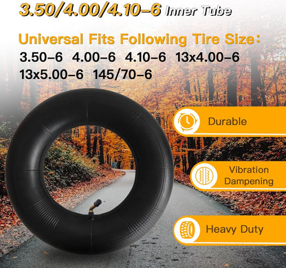 2-Pcs 4.10/3.50-6 Inner Tube 4.00/3.50-6 13 x 4.00-6 3.50-6 4.00-6 4.10-6 Replacement Inner Tube for Wheelbarrows, Mowers, Hand Trucks and More