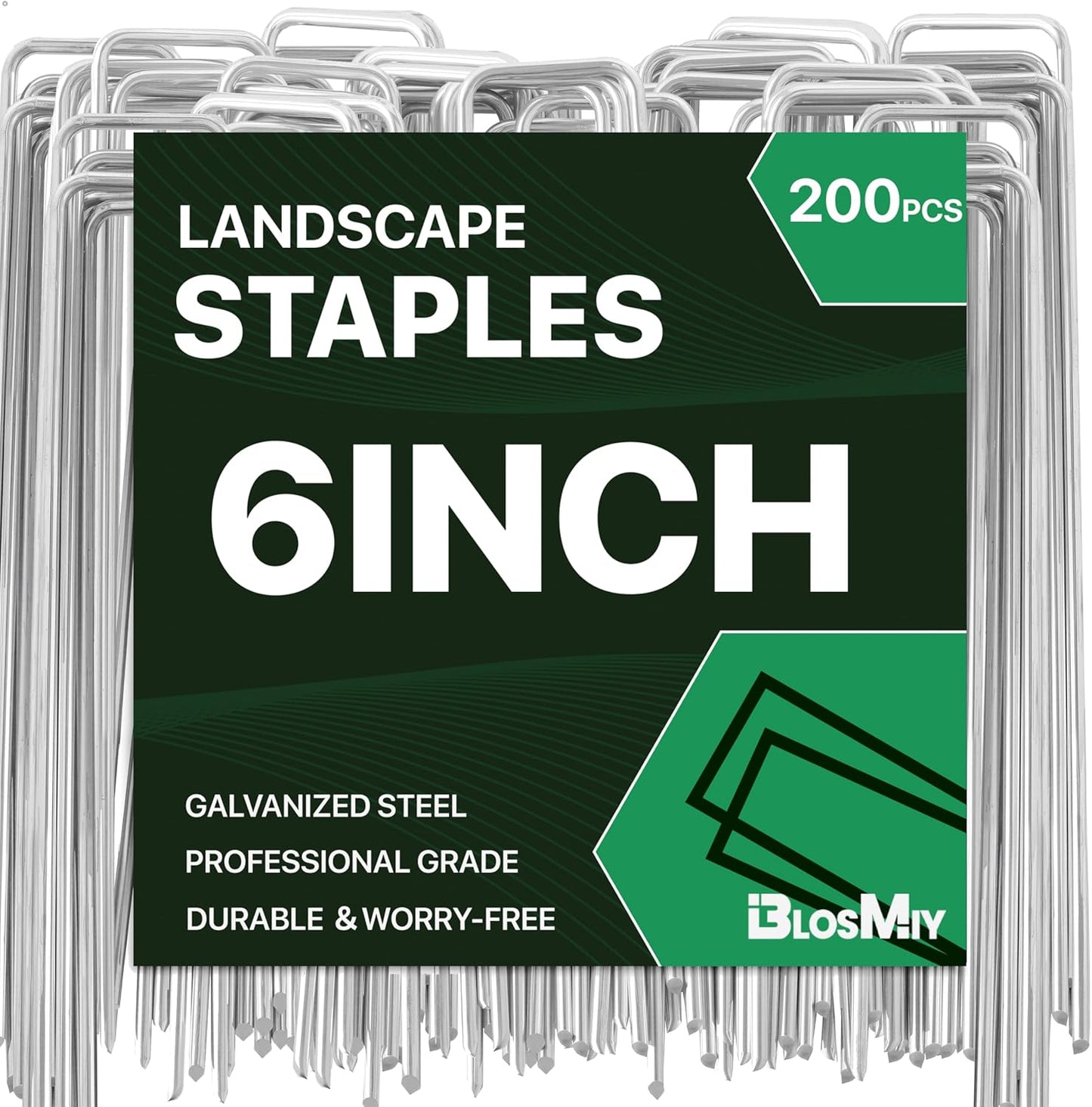 Landscape Staples 6inch,11Gauge Galvanized Lawn Staples, Sturdy Garden Stakes for Effortlessly Securing Weed Barrier Fabric,Ground Stabilization, and Tackling Outdoor Yard Work,Decorations