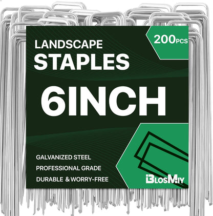 Landscape Staples 6inch,11Gauge Galvanized Lawn Staples, Sturdy Garden Stakes for Effortlessly Securing Weed Barrier Fabric,Ground Stabilization, and Tackling Outdoor Yard Work,Decorations