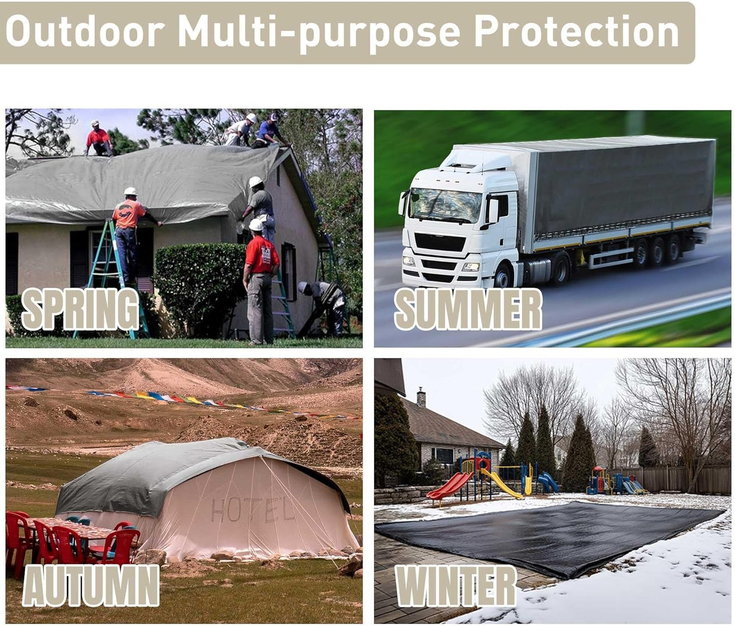 Yescom 10x12ft Heavy Duty Reinforced Poly Tarp 10-mil Waterproof Tarpaulin Ground Sheet Camping Tent Cover with Eyelets Reversible Silver Black Tarps